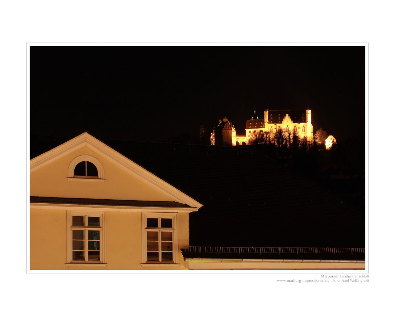 Marburger Schloblick bei Nacht
